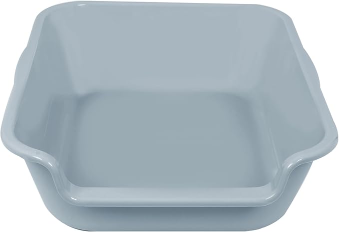 1 Pack of Extra Large Cat Litter Box (ABS Material), Low Entry Senior Litter Pen for Geriatric Kitty Big Cats, Jumbo Pet Safe Litter Boxes Tray for Indoor Pets Potty (Gray, 20" L x 15.5" W)-PurrikoPets