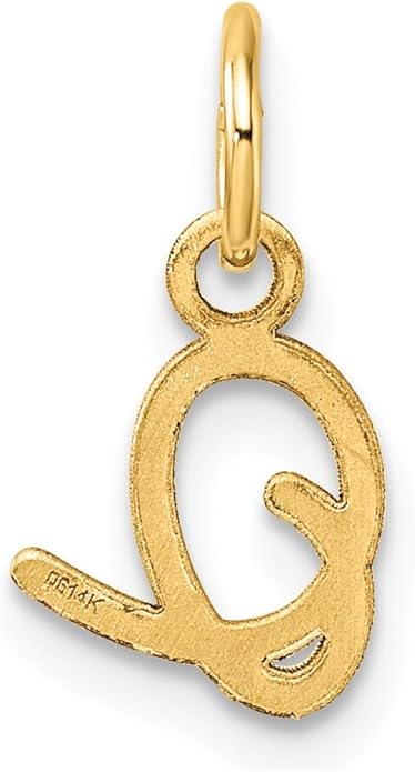 Jewelry Affairs 14K Yellow Gold Script Alphabet Initial Letter Charm Pendant, 14mm