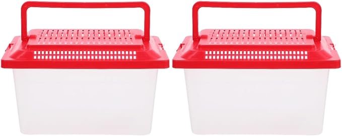 FRCOLOR 2pcs plastic turtle fish tank turtle aquarium acrylic reptile cage amphibians habitat clear reptile breed container gecko habitat glass container Turtle Tank household breeding box-PurrikoPets