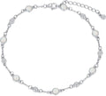 Anklet Bracelet for Women 925 Sterling Silver Natural Stone Chain Ankle Bracelet Beach Summer Fine Jewelry Valentines Day Birthday Gifts for Her Mom Wife