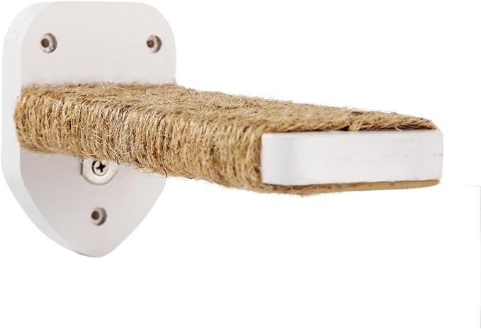 3-in-1 Cat Climbing Wall Steps with Hemp Rope, Shelves and Perches - Wall-Mounted Cat Furniture Set with Scratching Pads (White)-PurrikoPets