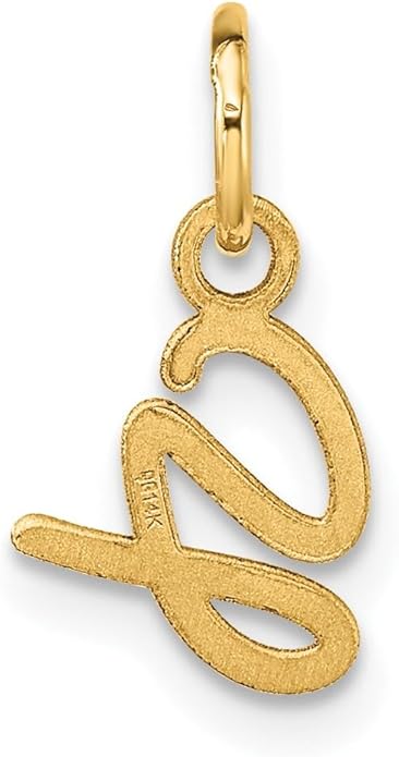 Jewelry Affairs 14K Yellow Gold Script Alphabet Initial Letter Charm Pendant, 14mm