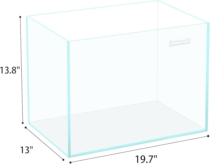 15 Gallon Rimless Aquarium, Ultra Clear Glass Low Iron Rectangular Fish Tank L19.6×W13×H13.8 Inches Thickness 6mm with EVA Foam Mat Included-PurrikoPets
