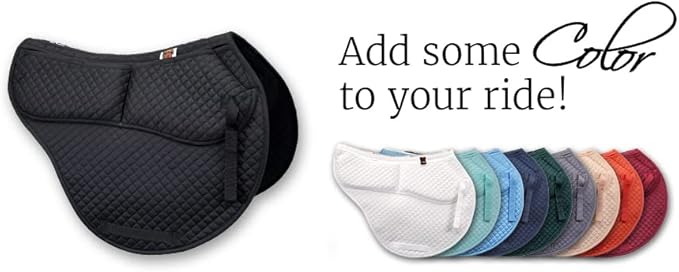 ECP Equine Comfort Products All-Purpose Contoured Correction Saddle Pad with Adjustable Memory Foam Inserts for Custom Support, Non-Slip, Shock Absorbing, 22” Spine, 19.5” Drop-PurrikoPets