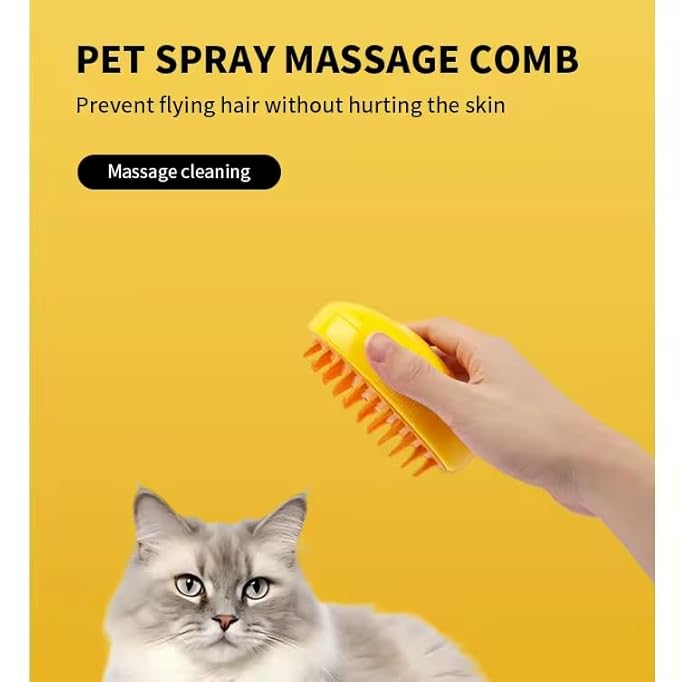 3-in-1 Rechargeable Pet Hair Brush: Massager, Steamy Comb & Self-Cleaning Mist Spray for Cats & Dogs-PurrikoPets