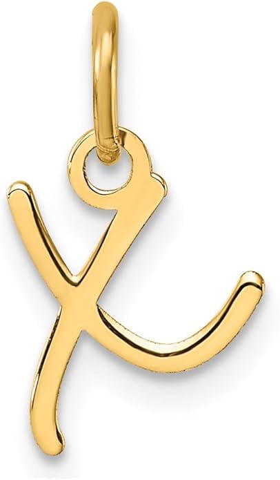 Jewelry Affairs 14K Yellow Gold Script Alphabet Initial Letter Charm Pendant, 14mm