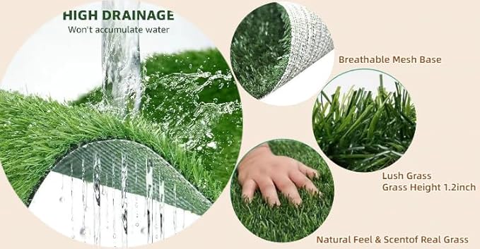 Dog Grass Pad with Tray, 34"x22" Silicone Base Washable Reusable Pee Pad & Grass Pad - Non-Slip, Easy-Clean Indoor Outdoor Dog Potty Toilet (34" x 22")-PurrikoPets