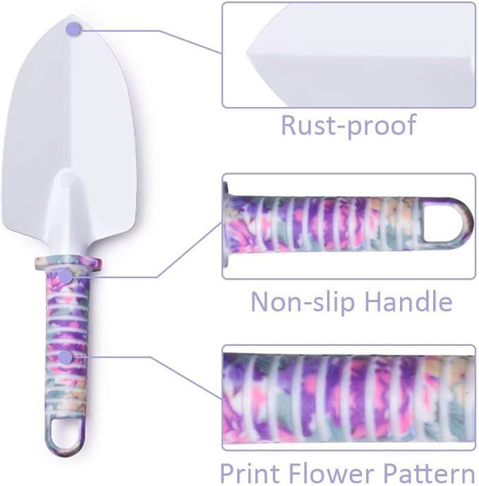 6 Pieces Garden Tools Set Planting Tools, Non-Slip Handle with Anti-Rust Trowel, Cultivator, Pruning Shear, Water Sprayer and Carrying Case, Gloves with Claws-PurrikoPets