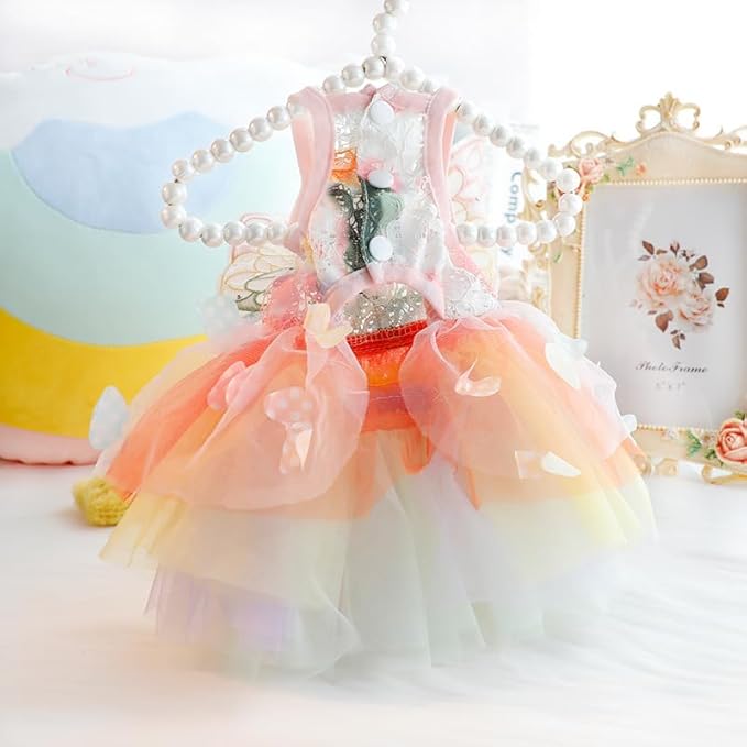 Dog Princess Dresses for Small Dogs Lolita Clothes Butterfly Costume Pet Girl Cute Coat Outfits Summer Costumes Puppy Handmade Skirt Cat Spring (M,Butterfly)-PurrikoPets