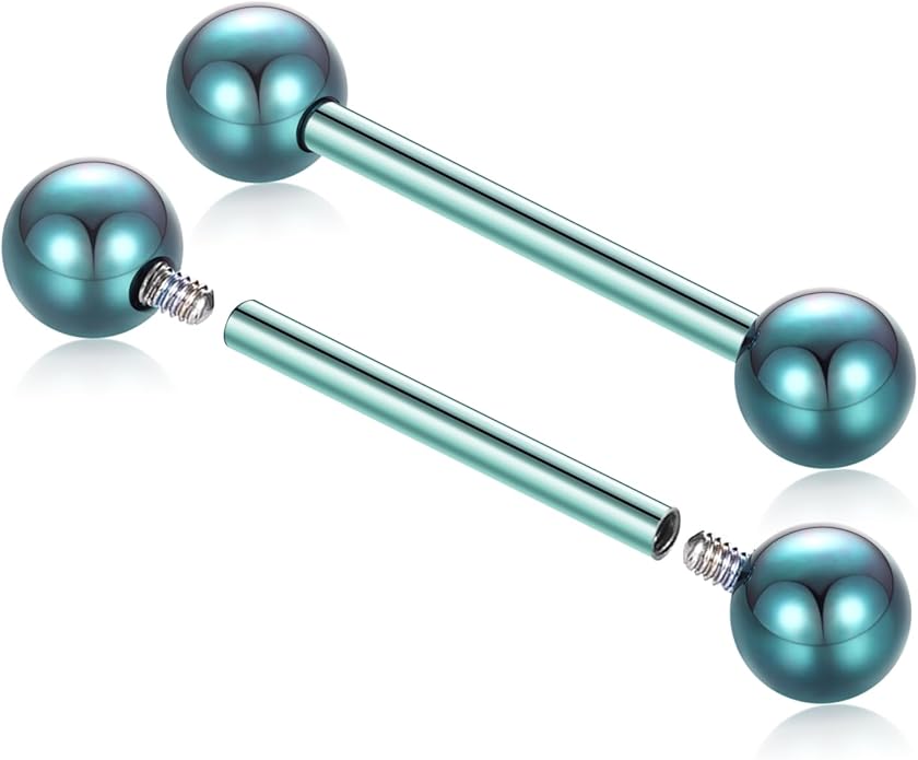 AROWRO Nipple Piercing Jewelry G23 Titanium Nipple Rings Tongue Rings Nipple Bar 14G Internally Threaded Straight Barbells Bridge Piercing Jewelry 12mm-20mm