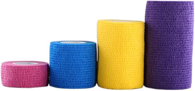 6 Pack 4" x 5 Yards Self Adhesive Bandage Wrap Breathable Cohesive Vet Wrap for Pets, Elastic Self-Adherent Tape for Sports, Wrist, Ankle (Mixed Colors)-PurrikoPets