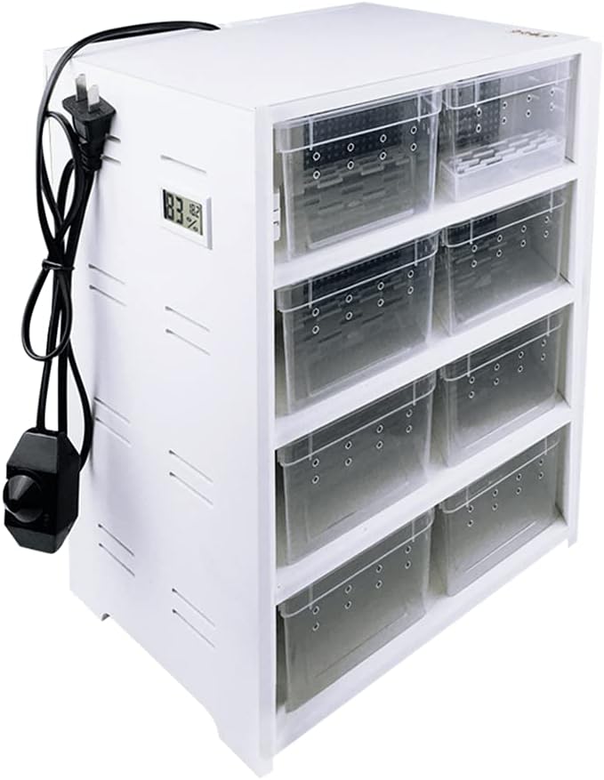 8-Grid Acrylic Pet Breeding Box,Large Reptile Enclosure with Hygrometer&Heating Pad,Lizard Spider Snake Tortoise Cage Pet Snake Terrarium Tank Multipurpose Multipurpose Feeding Box,White.-PurrikoPets