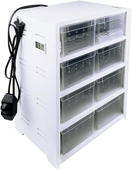 8-Grid Acrylic Pet Breeding Box,Large Reptile Enclosure with Hygrometer&Heating Pad,Lizard Spider Snake Tortoise Cage Pet Snake Terrarium Tank Multipurpose Multipurpose Feeding Box,White.-PurrikoPets