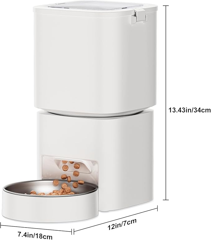 5L/21 Cups Automatic Cat Feeder, Timed Automatic Pet Feeders, Cat Dry Food Dispenser Dual Power, 10 Meals Programmable 1-15 Portion Control Cats Feeder, Pet Food Dispenser for Cats & Puppy(Not WiFi)-PurrikoPets
