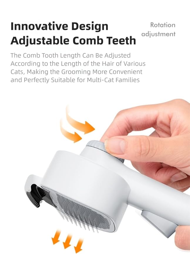 Adjustable Comb for Cats & Dogs: 2-in-1 Deshedding Brush with Hair Removal Board, Dematting Tool for Long/Short Hair - Undercoat Rake & Smooth Grooming Comb-PurrikoPets