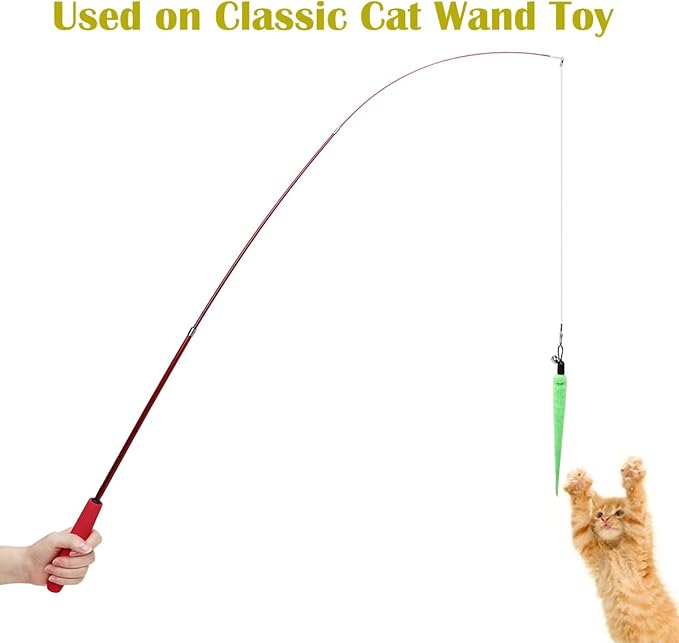 10PCS Cat Worm Toy for Cats, Cat Wand Toy Accessories, Cat Feather Toy Attachments Replacements, and 1PC Black String for Cat Fishing Pole Toy, Assorted Worm Cat Toy Teaser for Indoor Cats Kitten-PurrikoPets