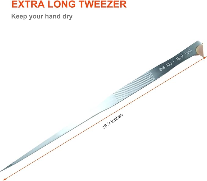 Extra Long Tweezers, Aquascape Tools, 18.9 inch Fecsam Aquarium Stainless Steel Large Feeding Tongs for Fish Tank, Terrarium，Aquascaping, Reptile Snake (Straight)-PurrikoPets