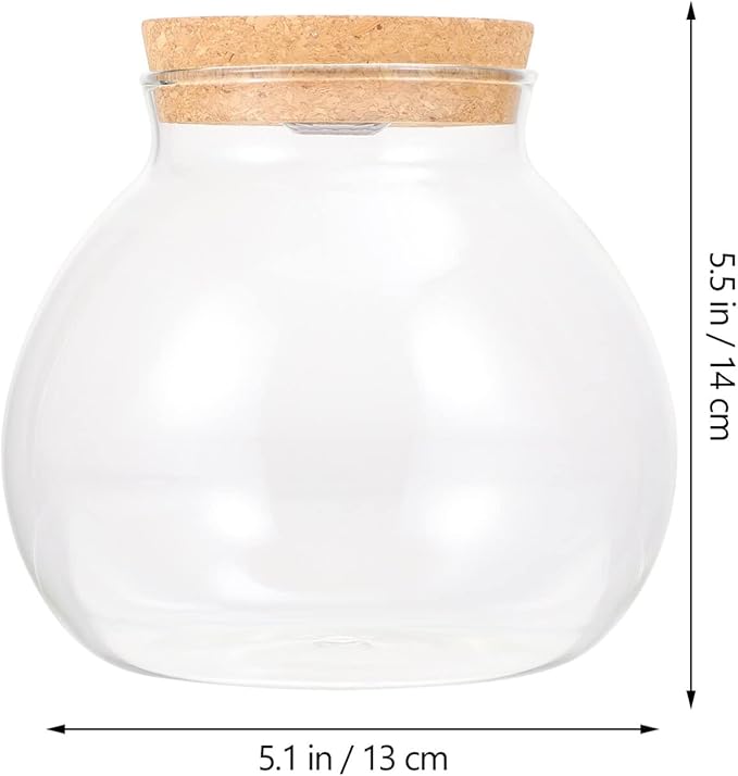 Fish Bowl with LED Light - Small Betta Fish Tank with LED Lighting and Lid Glass Fish Bowl Small Aquarium Glass Terrarium Container Bottle for DIY Landscape, Home Decor-PurrikoPets