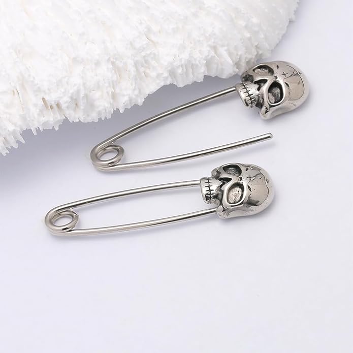 Excepro Nipple Piercing Jewelry Skull Shape Pin Shape 316L Stainless Steel