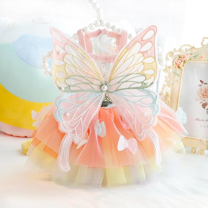 Dog Princess Dresses for Small Dogs Lolita Clothes Butterfly Costume Pet Girl Cute Coat Outfits Summer Costumes Puppy Handmade Skirt Cat Spring (XL,Butterfly)-PurrikoPets