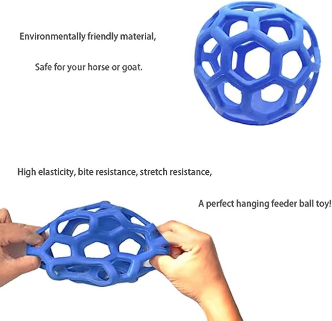 3PCS Hay Feeder Ball Toy for Horses, Goats & Livestock – Rainbow Colors with Hanging Red Cord, Stress Relief & Boredom Prevention (Green, Blue, Red)-PurrikoPets