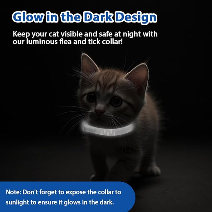 4 Pack Adjustable Flea and Tick Collar for Cats, Natural Plant Oil Formula Cat Flea Collar Provides 32-Month Protection for Flea Tick, Glow-in-The-Dark & Waterproof Cat Flea Treatment for All Cats-PurrikoPets