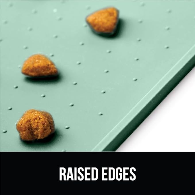 GORILLA GRIP 100% Waterproof Raised Edge BPA Free Silicone Pet Feeding Mat, Dog Cat Food Mats Contain Spills Protects Floors, Placemats for Cats and Dogs Water Bowl, Pets Accessories 28x18 Mint-PurrikoPets