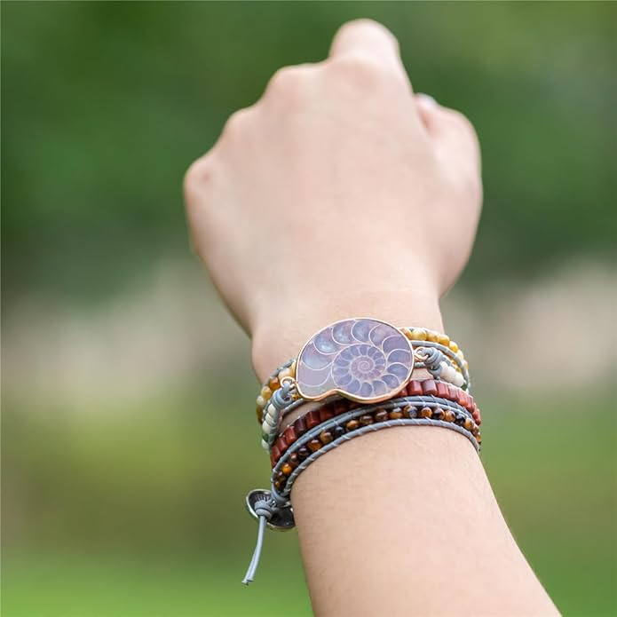 YGLINE Boho Handmade Wrap Leather Tube Crystal Stone Bracelet for Women