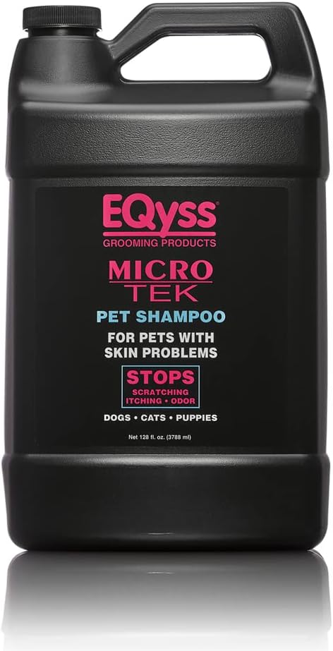EQyss Micro-Tek Pet Shampoo - Soothes Dry Irritated Skin on Contact, Stops Itching, Scratching, Biting, Licking Hot Spots - for Cats & Dogs (128 oz)-PurrikoPets