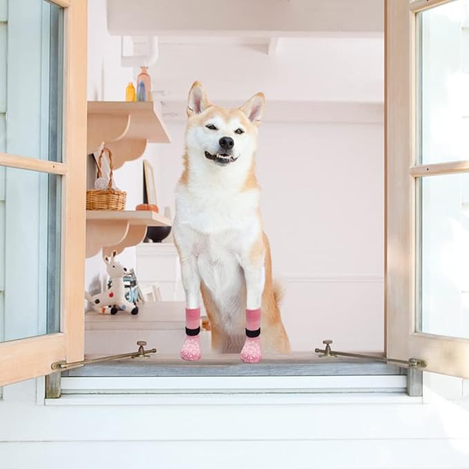 EXPAWLORER Anti Slip Dog Socks to Prevent Licking Paws, Dog Shoes for Hot Pavement, Dog Booties for Small Medium Large Senior Dogs, Traction Control Dog Boots & Paw Protectors for Hardwood Floors-PurrikoPets