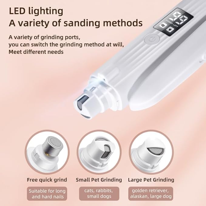2-in-1 Dog Nail Trimmers & Dog Nail Grinder with 2 LED Lights, USB Rechargeable, Cat Nail Clipper with Splash Guard, and Multiple Grinding Methods for Small, Medium, and Large Dogs & Cats-PurrikoPets