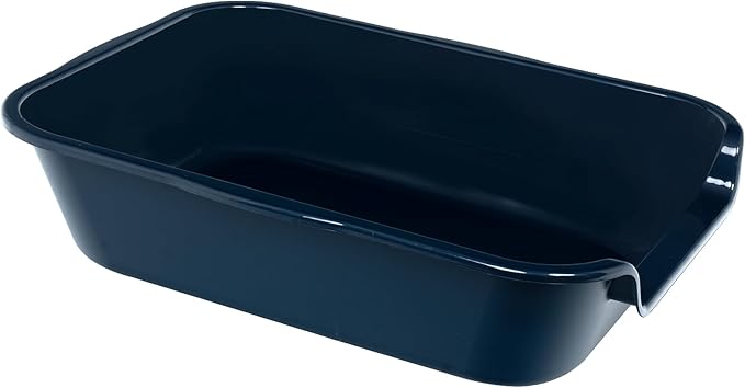 1 Pack of Extra Large Cat Litter Box (ABS Material), Low Entry Senior Litter Pen for Geriatric Kitty Big Cats, Jumbo Pet Safe Litter Boxes Tray for Pets Potty (Dark Blue, 20" L x 15.5" W)-PurrikoPets