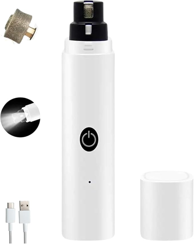 GajetNest Professional Pet Nail Grinder for Dogs and Cats, 2 Speeds LED Light USB Charging Low Vibration, Quiet, Cordless Ergonomic Long Lasting Battery, Safety Guard-PurrikoPets