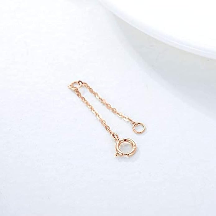 14K Gold Chain Extender for Women, Yellow Gold/White Gold/Rose Gold Adjustable Gold Necklace Anklet EXtension Chain, Available in 2/3/4 Inch
