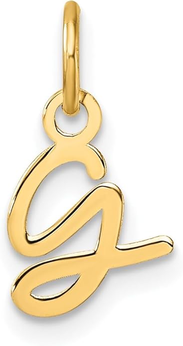 Jewelry Affairs 14K Yellow Gold Script Alphabet Initial Letter Charm Pendant, 14mm