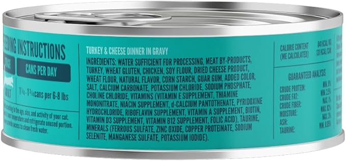 A Strong Heart Canned Wet Cat Food, Turkey & Cheese Dinner in Gravy - 5.5 oz Cans (Pack of 24), Made in The USA with Real Turkey-PurrikoPets
