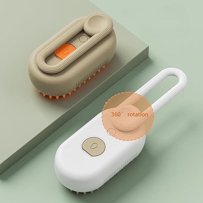 4-in-1 Cat Grooming Brush – Water Spray & Self-Cleaning Shedding Brush for Cats & Dogs – Pet Hair Removal & Massage Comb for Long & Short Hair (beige).-PurrikoPets