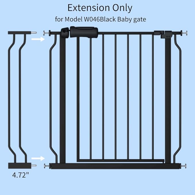 Fairy Baby Safety Gate 4.72 inch Extension for Walk Through Baby Gate Auto Close Child Safety Gates Extension Black-PurrikoPets