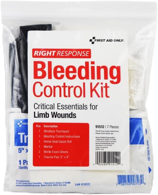 First Aid Only 91512 Critical Essentials Bleeding Control Kit for Limb Wounds, 7 Pieces-PurrikoPets