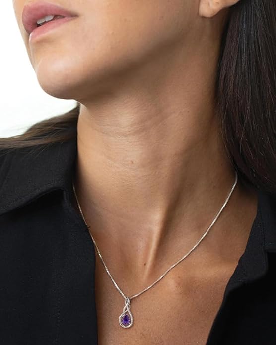 STARCHENIE Infinity Teardrop Pendant Necklace for Women 925 Sterling Silver Birthstone Jewelry