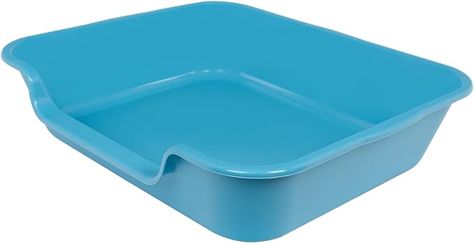 1 Pack of Extra Large Cat Litter Box (ABS Material), Low Entry Senior Litter Pen for Geriatric Kitty Big Cats, Jumbo Pet Safe Litter Boxes Tray for Pets Potty (Light Blue, 24" L x 20" W)-PurrikoPets