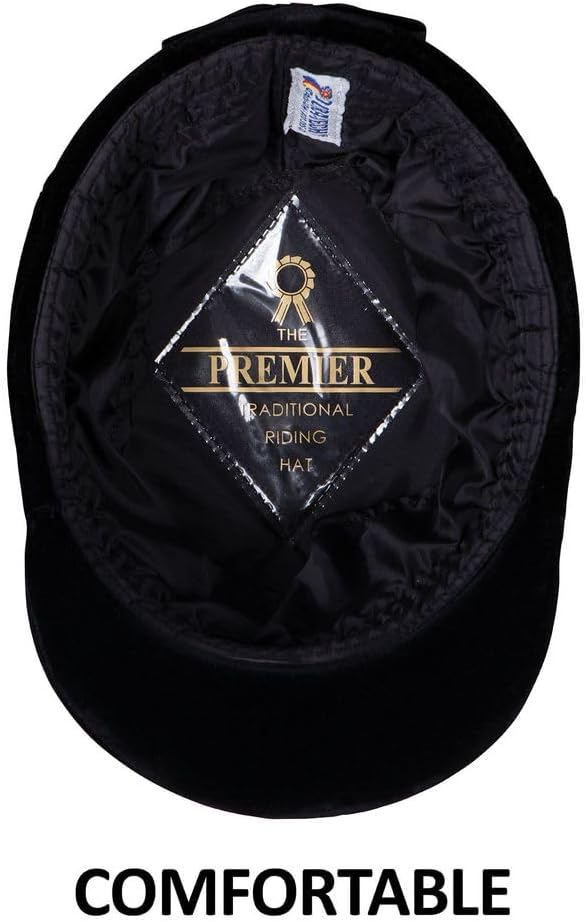 Dura-Tech Velvet Horse Riding Hunt Cap | Classic English Equestrian | Hunter Class Elegance | Use in Breed Show | Color Black-PurrikoPets