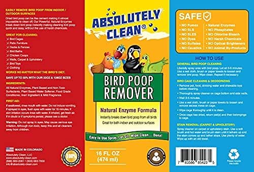Absolutely Clean Amazing Bird Poop Remover - Just Spray/Wipe - Safely & Easily Removes Bird Messes - Use Indoor/Outdoor - Made in The USA-PurrikoPets