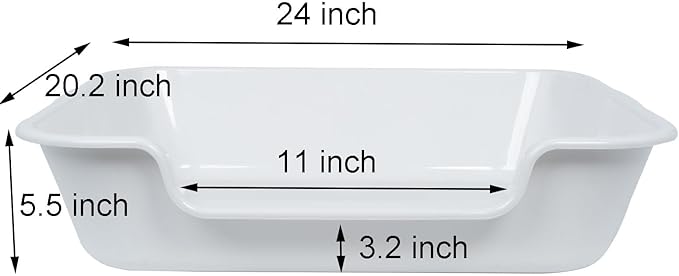 1 Pack of Extra Large Cat Litter Box (ABS Material), Low Entry Senior Litter Pen for Geriatric Kitty Big Cats, Jumbo Pet Safe Litter Boxes Tray for Indoor Pets Potty (Gray, 24" L x 20" W)-PurrikoPets