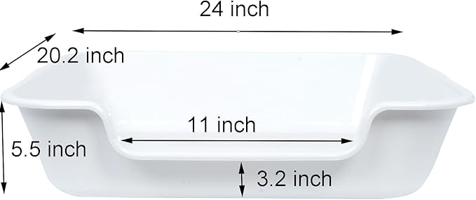 1 Pack of Extra Large Cat Litter Box (ABS Material), Low Entry Senior Litter Pen for Geriatric Kitty Big Cats, Jumbo Pet Safe Litter Boxes Tray for Indoor Pets Potty (White, 24" L x 20" W)-PurrikoPets