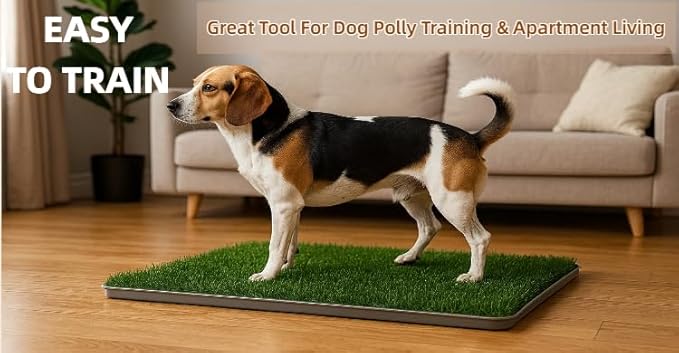 Dog Grass Pad with Tray, 34"x22" Silicone Base Washable Reusable Pee Pad & Grass Pad - Non-Slip, Easy-Clean Indoor Outdoor Dog Potty Toilet (34" x 22")-PurrikoPets