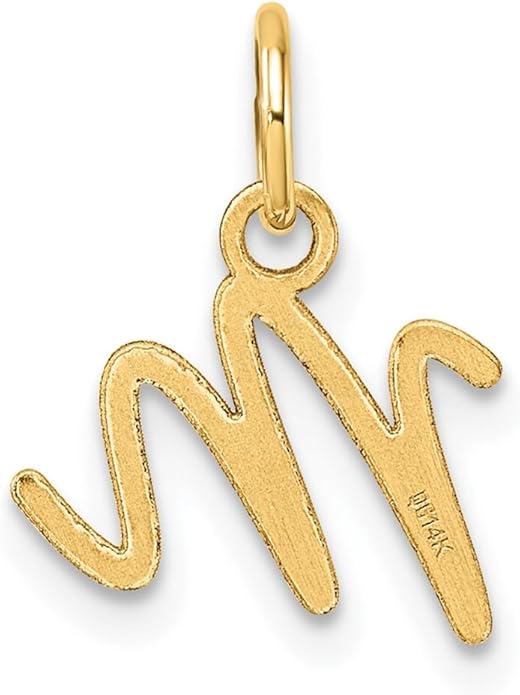 Jewelry Affairs 14K Yellow Gold Script Alphabet Initial Letter Charm Pendant, 14mm