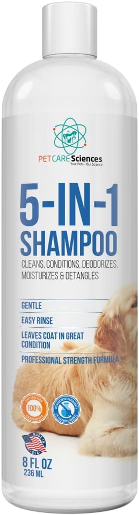 8 floz 5 in 1 Dog Shampoo for Itchy Skin - Sensitive Skin Dog Shampoo for Smelly Dogs - Dog Shampoos & Conditioners - Made in The USA-PurrikoPets