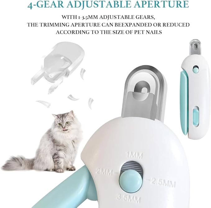 Adjustable Aperture Pet Blue Nail Clippers, Cat and Puppy Nail Trimmer with Grinding Nail File, Recommended by Pet Groomers, Safe to Avoid Over-Trimming, Professional Pet Nail Clippers for Beginners-PurrikoPets