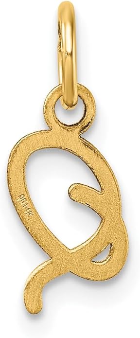 Jewelry Affairs 14K Yellow Gold Script Alphabet Initial Letter Charm Pendant, 14mm